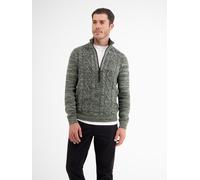 LERROS Herren Stricktroyer mit Zopfmuster - Urban Green Melange S