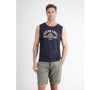 Muskelshirt LERROS "LERROS Herren Tanktop mit Brustprint", Herren, Gr. S, blau (classic navy), 100% Baumwolle, Rundhals, ohne Ärmel, Shirts (42523426-S) classic navy
