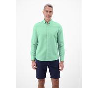 Langarmhemd LERROS "Herrenhemd aus Baumwoll-Leinen-Mix", Herren, Gr. XXL, Normalgrößen, grün (mint water), 55% Leinen, 45% Baumwolle, Hemden, Baumwoll-Leinen Mix, Langarm, krempelbar, ideal für warme 