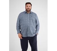 Langarmhemd LERROS "LERROS Herrenhemd in Übergrößen, floral bedruckt", Herren, Gr. 3XL, extraweit, blau (crispy blau), 55% Leinen, 45% Baumwolle, Langarm, Hemden (32987128-XXXL) crispy blau