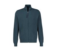 Strickjacke LERROS, Herren, Gr. XXL, blau (cedar grün), Strick, Obermaterial: 100% Baumwolle, bestickt, unifarben, normal hüftbedeckend, Rundhals, Bündchen, Strickjacken Strickjacke, mit Reißverschlus