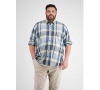 Karohemd LERROS "LERROS Kariertes Herrenhemd", Herren, Gr. 5XL, extraweit, blau (crispy blau), 100% Baumwolle, Langarm, Hemden (73939664-5XL) crispy blau