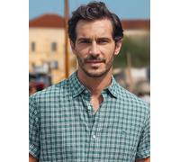 LERROS Kariertes Kurzarmhemd in Seersuckerqualität - Soft Teal S