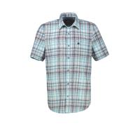 Karohemd LERROS "Kurzarmhemd in frischem Karo-Look aus luftigem Mischgewebe", Herren, Gr. L, Normalgrößen, blau (reef blau), 60% Polyester, 40% Baumwolle, Hemden Karohemd (68384347-L) reef blau