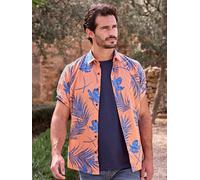 Kurzarmhemd LERROS "LERROS Kurzärmeliges Herrenhemd, Hawaiian-Style", Herren, Gr. M, Normalgrößen, pale papaya, 100% Baumwolle, Kurzarm, Hemden (34345740-M) pale papaya