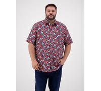 Kurzarmhemd LERROS "1/2 Hemd floral bedruckt, grosse Größen", Herren, Gr. 4XL, extraweit, bunt (vivid rot), 100% Baumwolle, Hemden (50914142-4XL) vivid rot