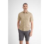 Kurzarmhemd LERROS "LERROS Halbarmhemd mit Leinenanteil, unifarben", Herren, Gr. S, Normalgrößen, beige (light dune beige), 80% Baumwolle, 20% Leinen, Kurzarm, Hemden (84950913-S) light dune beige
