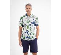 Kurzarmhemd LERROS "LERROS Sommerhemd in Hawaiian-Style", Herren, Gr. L, Normalgrößen, weiß, 80% Baumwolle, 20% Leinen, Kurzarm, Hemden (42270922-L) weiß