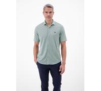 Kurzarmhemd LERROS, Herren, Gr. M, N-Gr, mint water, Web, Obermaterial: 100% Baumwolle, gemustert, normal hüftbedeckend, Rundhals, Hemden, mit Minimalprint (40932266-M) mint water