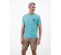 LERROS Lässiges, unifarbenes T-Shirt aus reiner Baumwolle mit Print - Reef Blue S