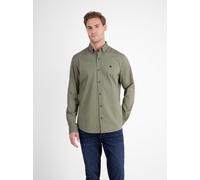 Langarmhemd LERROS "Oxford Solid", Herren, Gr. XL, N-Gr, nordic olive, Web, Obermaterial: 98% Baumwolle, 2% Elasthan, unifarben, casual, normal hüftbedeckend, Rundhals, Langarm, Hemden, mit Button-Dow