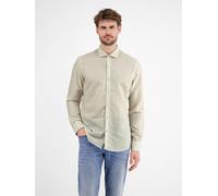 Langarmhemd LERROS "LERROS Langarmhemd mit Haifischkragen, floral bedruckt", Herren, Gr. M, Normalgrößen, weiß, 55% Leinen, 45% Baumwolle, Langarm, Hemden (55022901-M) weiß