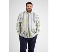 Langarmhemd LERROS "LERROS Modisches Streifenhemd für Herren, in Übergrößen", Herren, Gr. 5XL, extraweit, weiß, 55% Leinen, 45% Baumwolle, Langarm, Hemden (88077457-5XL) weiß
