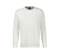 Langarmshirt LERROS, Herren, Gr. M, weiß (broken weiß), Single Jersey, Obermaterial: 100% Baumwolle, bestickt, unifarben, regular fit hüftbedeckend, Rundhals, Shirts Langarmshirt, Rundhals / Unifarben