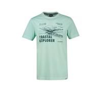 T-Shirt LERROS "T-Shirt mit O-Neck und Frontprint", Jungen, Gr. M, grün (mint water), 100% Baumwolle, Rundhals, Shirts T-Shirt (81207130-M) mint water