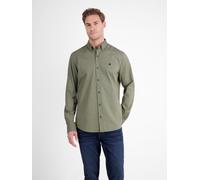 Langarmhemd LERROS "Oxford Solid", Herren, Gr. XL, N-Gr, nordic olive, Web, Obermaterial: 98% Baumwolle, 2% Elasthan, unifarben, casual, normal hüftbedeckend, Rundhals, Langarm, Hemden, mit Button-Dow