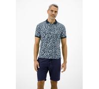 Poloshirt LERROS "Poloshirt mit floralem All-over-Print, 2-Tone-Optik", Herren, Gr. L, blau (classic navy), 100% Baumwolle, ohne Ausschnitt, Shirts (36736926-L) classic navy
