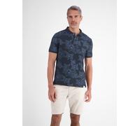 Poloshirt LERROS "Poloshirt mit floralem Allover-Print und Flachstrickkragen", Herren, Gr. XL, blau (classic navy), 100% Baumwolle, ohne Ausschnitt, Shirts (13994635-XL) classic navy