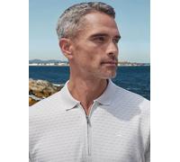 Poloshirt LERROS "Poloshirt mit Reißverschlusskragen in Strukturqualität", Herren, Gr. M, cloudy weiß, 100% Baumwolle, ohne Ausschnitt, Shirts (57141244-M) cloudy weiß