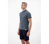LERROS Poloshirt mit stylishem Blumen-Print und bequemen Bündchen - Classic Navy XXL