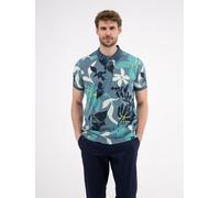 Poloshirt LERROS "LERROS Poloshirt, sommerlich-floral gemustert", Herren, Gr. M, blau (crispy blau), 100% Baumwolle, ohne Ausschnitt, Kurzarm, Shirts (54466347-M) crispy blau