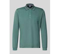 Langarm-Poloshirt LERROS, Herren, Gr. M, cedar grün, Single Jersey, Obermaterial: 52% Baumwolle, 48% Polyester, normal hüftbedeckend, Rundhals, Shirts, mit Logo-Stickerei (68811420-M) cedar grün