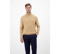 Rollkragenpullover LERROS, Herren, Gr. L, tender beige melange, Strick, Obermaterial: 88% Schurwolle, 12% Kaschmir, meliert, regular fit normal, ohne Ausschnitt, Rippbündchen, Pullover, mit Logo Stick