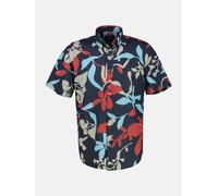 Kurzarmhemd LERROS "LERROS Sommerliches Baumwoll-Leinenhemd in Übergrößen", Herren, Gr. 3XL, extraweit, blau (classic navy), 80% Baumwolle, 20% Leinen, Kurzarm, Hemden (17348304-XXXL) classic navy