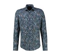 LERROS Herrenhemd mit floralem Print aus leichtem Baumwollmix - Storm Blue XXL