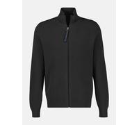 Strickjacke LERROS, Herren, Gr. XXL, schwarz, Strick, Obermaterial: 100% Baumwolle, bestickt, unifarben, normal hüftbedeckend, Rundhals, Bündchen, Strickjacken Strickjacke, mit Reißverschluss und Stre