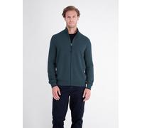Strickjacke LERROS, Herren, Gr. XL, blau (cedar grün), Strick, Obermaterial: 100% Baumwolle, bestickt, unifarben, normal hüftbedeckend, Rundhals, Bündchen, Strickjacken Strickjacke, mit Reißverschluss