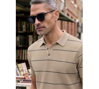 LERROS Strick-Polo-Shirt mit Streifenmuster aus reiner Baumwolle - Gravel Beige Melange L