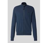 Strickjacke LERROS, Herren, Gr. XXL, blau (navy), Strick, Obermaterial: 100% Baumwolle, bestickt, unifarben, normal hüftbedeckend, Rundhals, Bündchen, Strickjacken Strickjacke, mit Reißverschluss und 