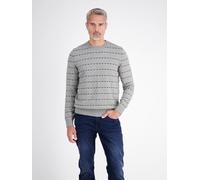 Strickpullover LERROS, Herren, Gr. XXL, grau (platinum grau melange), Strick, Obermaterial: 53% Baumwolle, 47% Nylon, gestreift, normal hüftbedeckend, Rundhals, Bündchen, Pullover Strickpullover, Lang