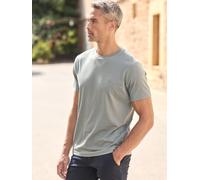 Rundhalsshirt LERROS "Rundhals T-Shirt aus Baumwolle", Herren, Gr. XL, grün (storm grau), 100% Baumwolle, Rundhals, Shirts Rundhalsshirt, 100% Baumwolle, einfarbig, angenehmer Tragekomfort (64136431-X