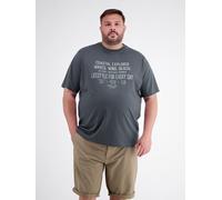 Rundhalsshirt LERROS "T-Shirt aus reiner Baumwolle mit Slogan-Print, große Größen", Herren, Gr. 4XL, lava grau, 100% Baumwolle, Rundhals, Shirts Rundhalsshirt (68343723-4XL) lava grau