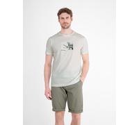 T-Shirt LERROS "Baumwoll T-Shirt mit Motiv-Print und bequemem Rundkragen", Herren, Gr. L, beige (broken weiß), 100% Baumwolle, Rundhals, Shirts T-Shirt (34240324-L) broken weiß
