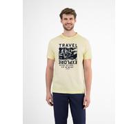 LERROS Modisches Herren T-Shirt mit Brustprint - Faded Yellow S