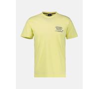 T-Shirt LERROS "LERROS T-Shirt mit Brustprint in Großen Größen", Herren, Gr. 5XL, gelb (faded gelb), 100% Baumwolle, Rundhals, Kurzarm, Shirts (41192723-5XL) faded gelb