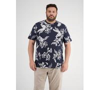 T-Shirt LERROS "T-Shirt mit O-Neck, All-over-Print in grossen Größen", Jungen, Gr. 4XL, classic navy, 100% Baumwolle, Rundhals, Shirts T-Shirt (96731908-4XL) classic navy