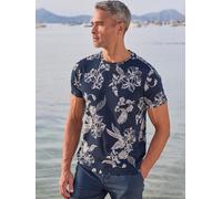 Kurzarmshirt LERROS, Damen, Gr. M, classic navy, Jersey, Obermaterial: 100% Baumwolle, bedruckt, normal hüftbedeckend, Rundhals, Shirts, mit floralem Allover-Print (53892512-M) classic navy