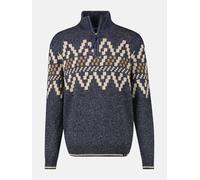 Norwegerpullover LERROS "LERROS Troyer mit Norwegermuster in Übergrößen", Herren, Gr. 5XL, classic navy, 67% Baumwolle, 33% Polyacryl, ohne Ausschnitt, Pullover Norwegerpullover (90966242-5XL) classic