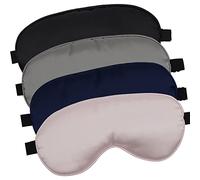 LERSVICVIL Augenmaske zum Schlafen, seidig weiche Satin-Augenbinde, verstellbarer Riemen, Nachtaugenabdeckung für Damen und Herren, 4 Stück