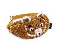 LES DÉGLINGOS Bauchtasche für Kinder, Speculos, Tiger, aus geripptem Velours, 21 x 9 cm, Kasonade, ab 3 Jahren