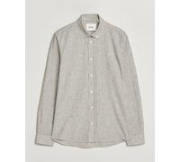 Les Deux Konrad Striped Cotton/Linen Shirt Teak Brown Weiß M