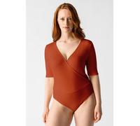 Les Lunes V-Ausschnitt Body Halbarm „Zoey“ Rust XS