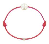 LES POULETTES BIJOUX - Kinder Armband - My First Pearl gewachste Schnur Armband - White Süßwasser Zuchtperlen 6-7 mm - Classics - Rote