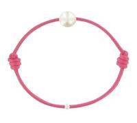 LES POULETTES BIJOUX - Kinder Armband - My First Pearl gewachste Schnur Armband - White Süßwasser Zuchtperlen 6-7 mm - Classics - Fuchsia