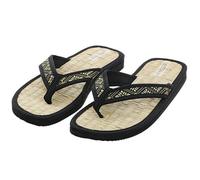 Les Tôngs JUNCUS-V Brokat gesunde Zimtlatschen - vegane Flip-Flops mit Zimtsohle Schwarz-Gold 45/46