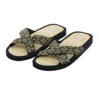 Les Tôngs JUNCUS-X Brokat gesunde Zimtlatschen - vegane Flip-Flops mit Zimtsohle Schwarz-Gold 41/42